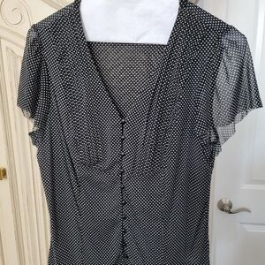 Black Polka Dot Button-Front Dress